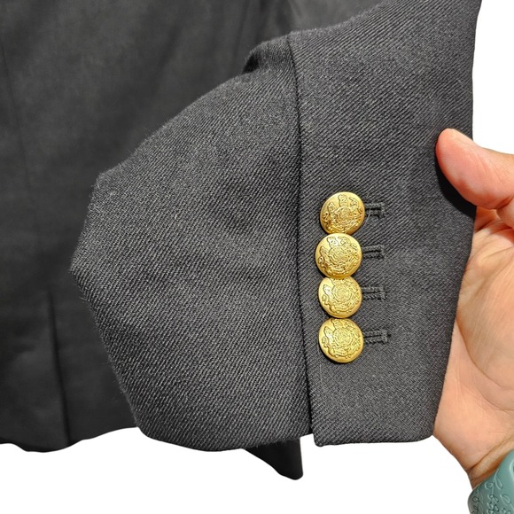 J. CREW Schoolboy Blazer in Black Wool with Gold Buttons Size 12P Preppy Office - Picture 9 of 11